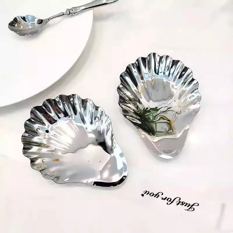 Stainless Steel Seashell Dish – Jewelry Tray & Dessert Plate Decorative Dish Tray Nixie