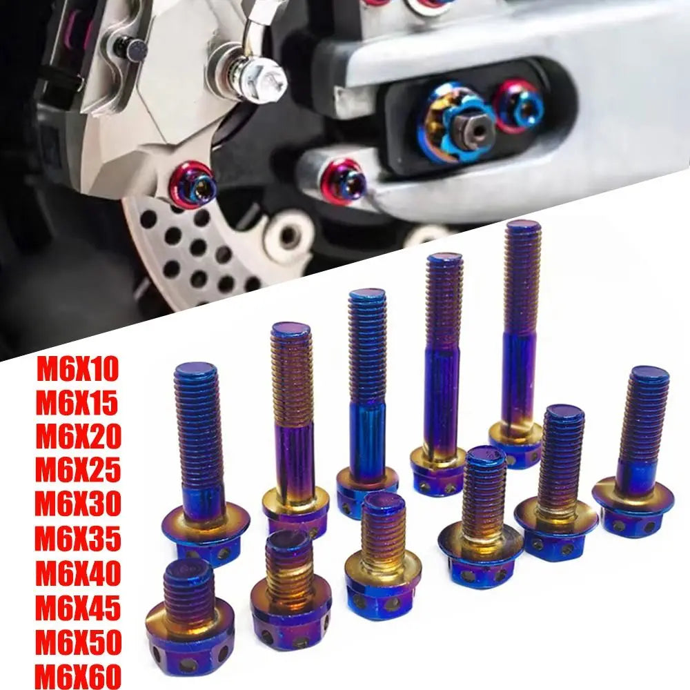 M6 Titanium Hex Flange Bolt Blue Drilled Head – 10 Lengths Titanium Hex Bolt Nixie