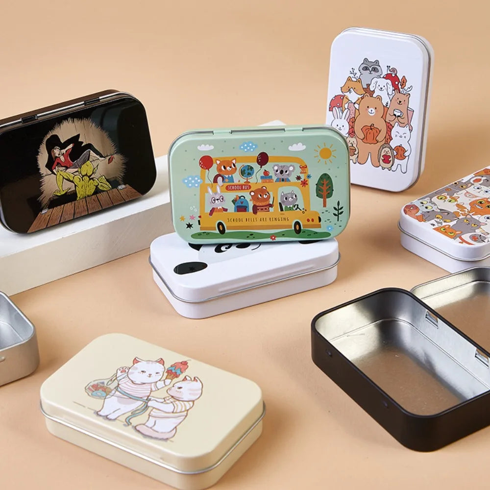 Cute Tinplate Flip Lid Storage Box 95×60×20mm – Metal Tin Case Tinplate Storage Box Nixie
