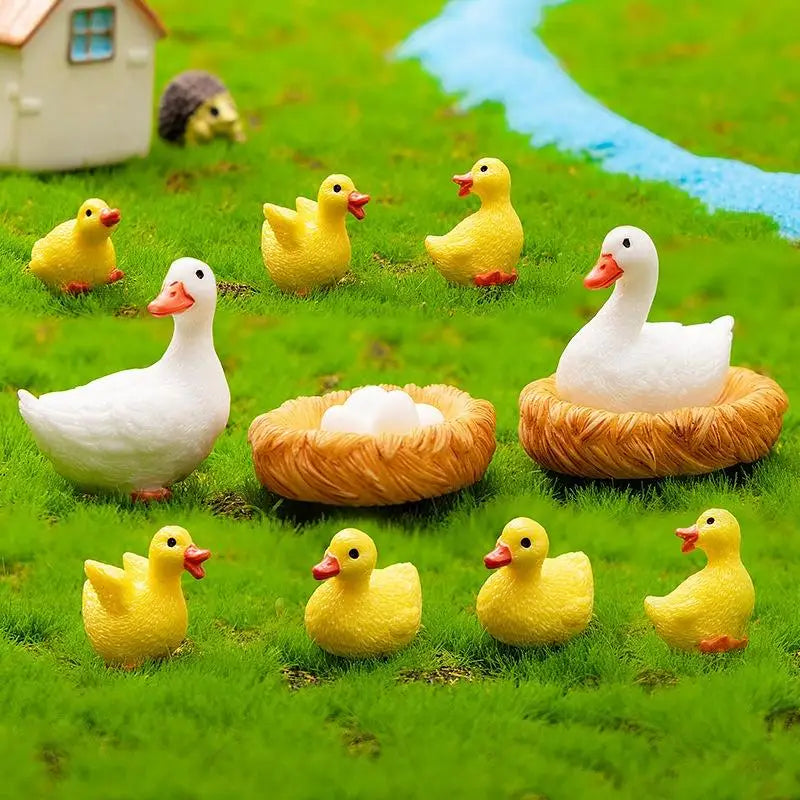 5Pcs Mini Duck Figurines Fairy Garden Micro Landscape Decor Mini Garden Figurines Nixie