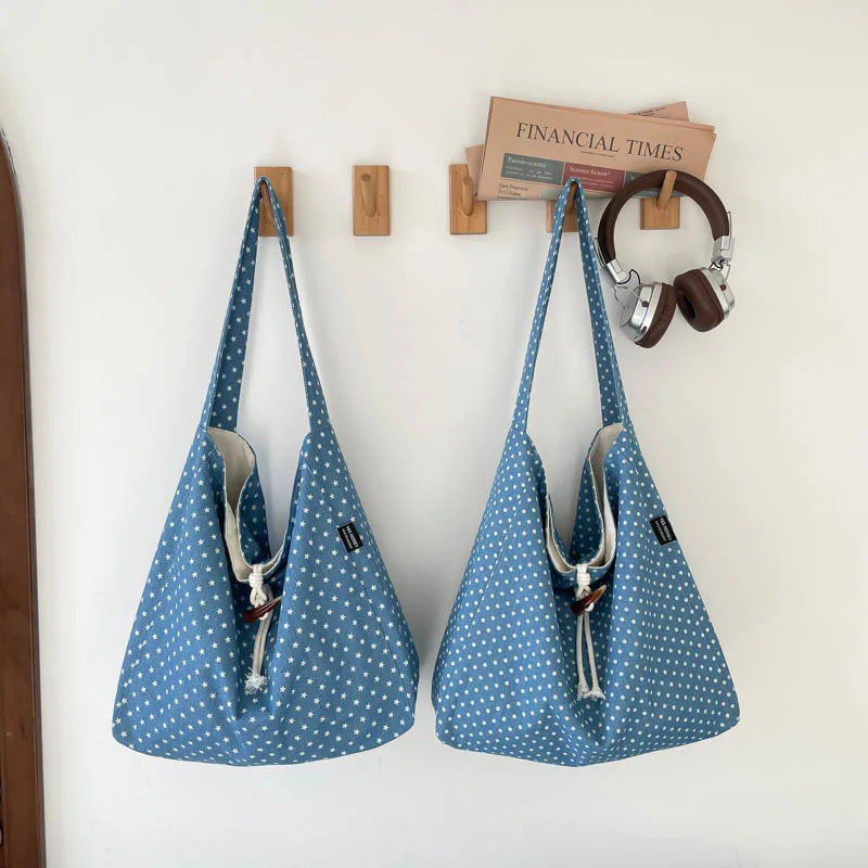 Korean Minimalist Star-Dot Tote Bag – Large Women's Shoulder Bag Women's Tote Bag Nixie