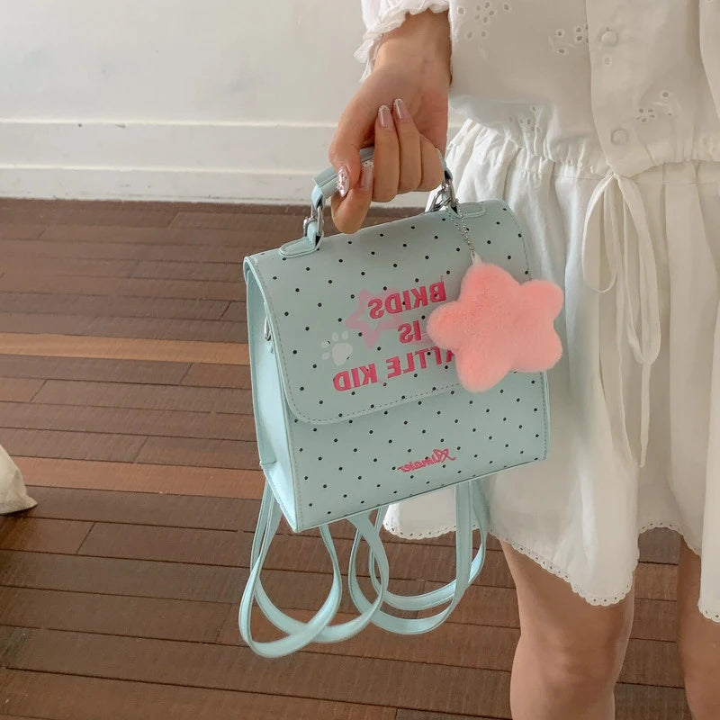 Mint Green Polka Dot Mini Backpack for Women | Travel Bag