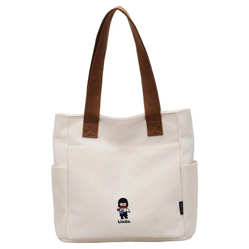 Korean Cartoon Canvas Tote Bag – Large Women's Handbag Canvas Tote Bag Nixie