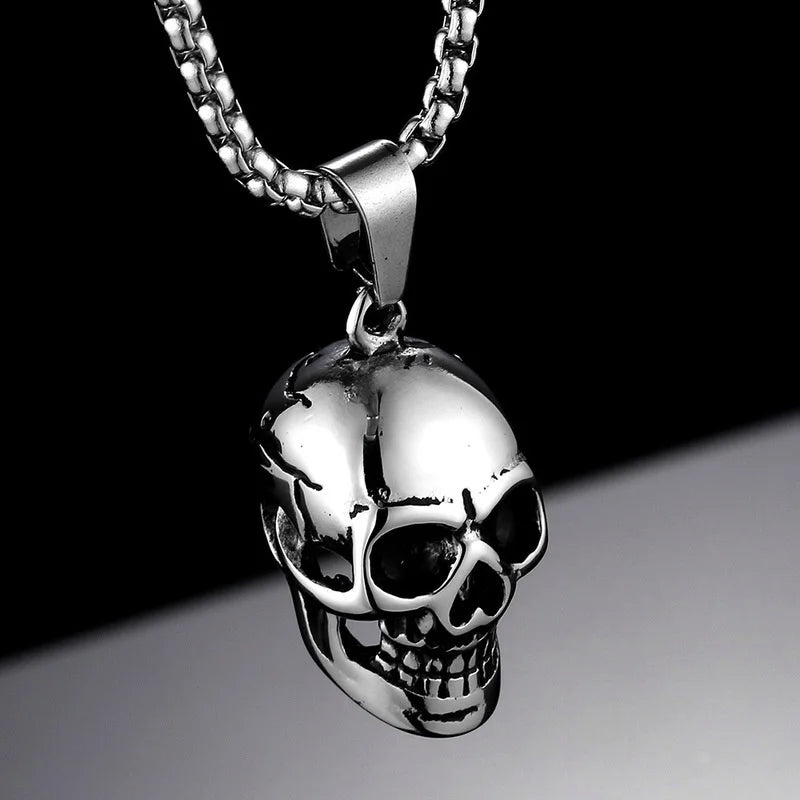 Punk Skull Pendant Necklace | Gold Silver Black Hip-Hop Chain Pendant Necklace Nixie
