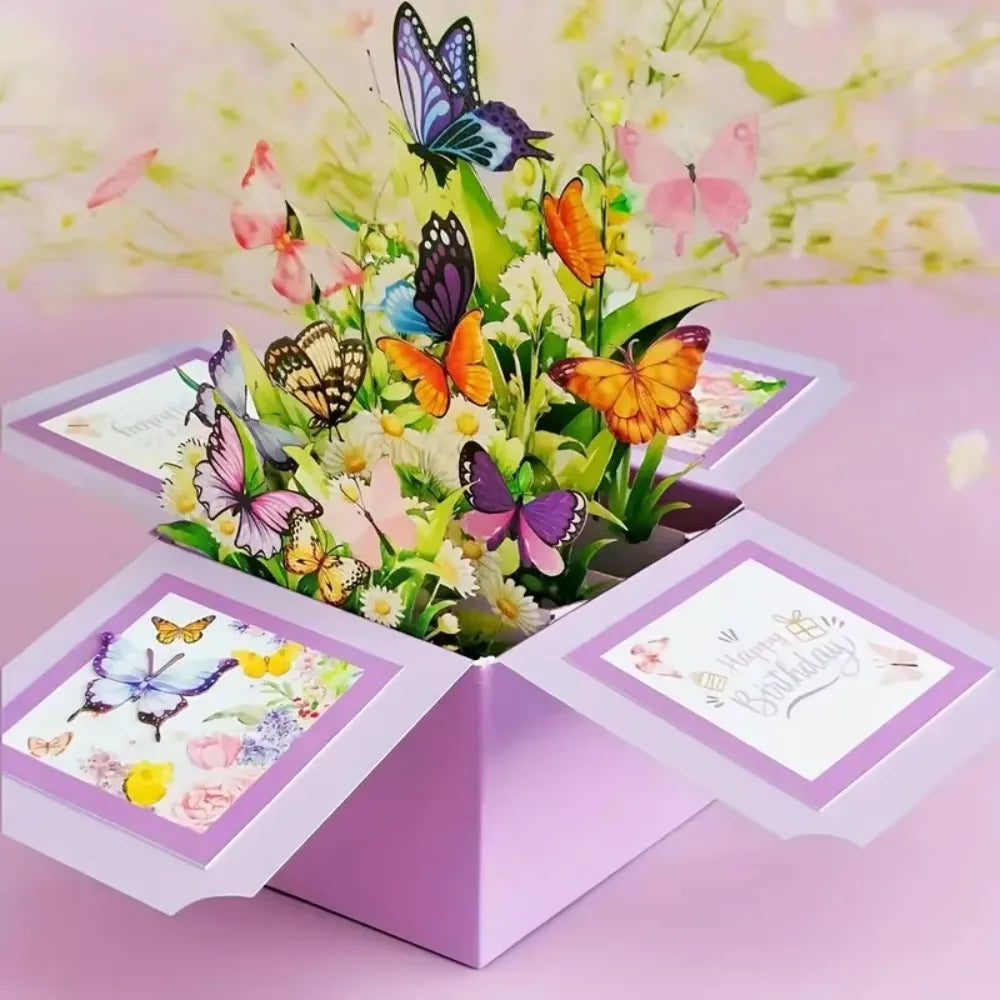 3D Pop-Up Floral Butterfly Birthday Greeting Card | Paper Craft