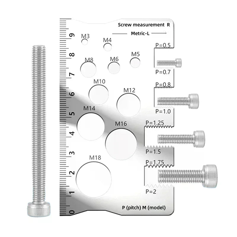 Stainless Steel Thread Gauge – Bolt Nut Screw Measurement Tool