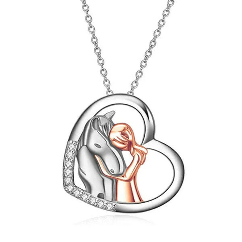 White Horse Heart Pendant Necklace – Mood Tracker Jewelry Pendant Necklace Nixie Silver Plated