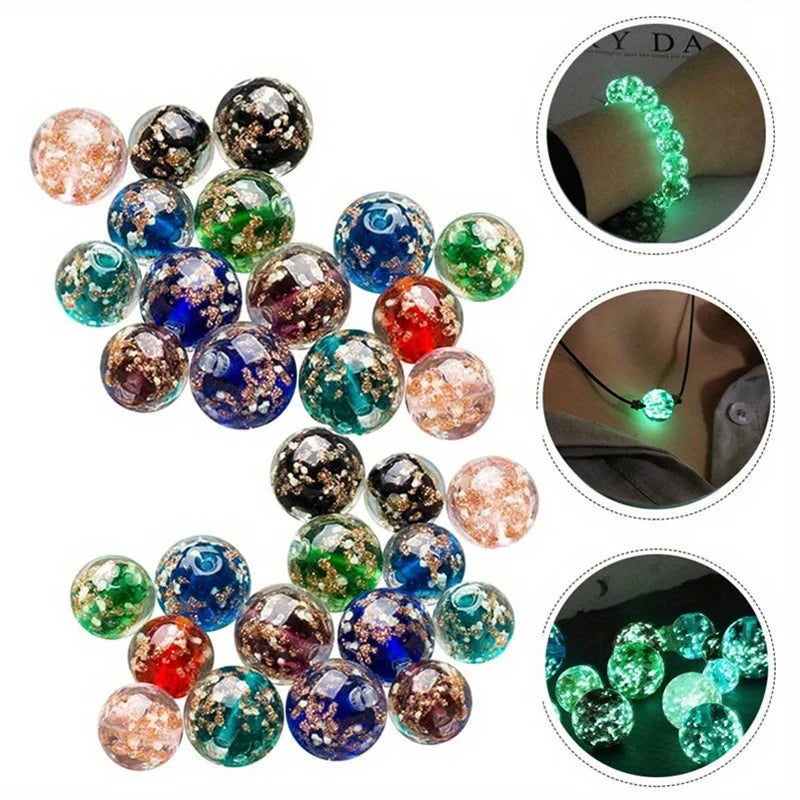10pcs Luminous Lampwork Glass Beads 10mm Round – DIY Jewelry Craft Glass Beads Nixie