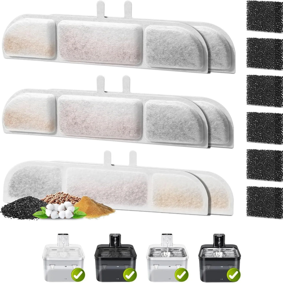 Activated Carbon Filter Cartridge for Cat Fountain WFP6 – 6/12 Pack Cat Fountain Filter Nixie