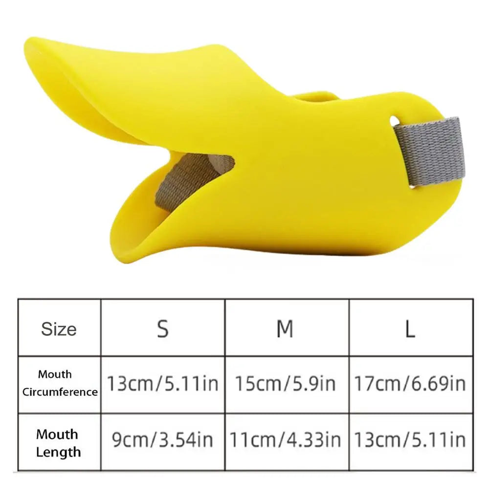 Cute Duck Silicone Dog Muzzle – Breathable & Adjustable Dog Muzzle Nixie S Yellow