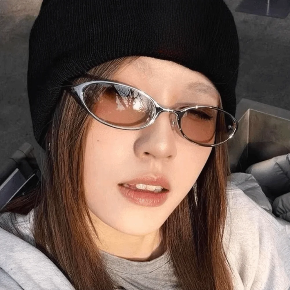 Retro Oval Sunglasses Y2K Punk UV400 Metal Frame Women Fashion Sunglasses Nixie