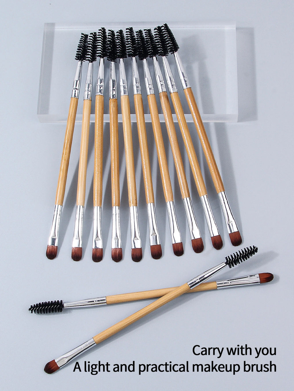 12PCS Double-Ended Eye Makeup Brush Set – Bamboo Handle Eye Makeup Brush Set Nixie black Wool Fiber