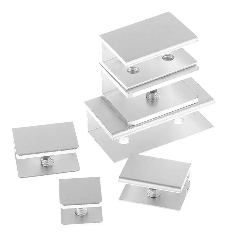 4PCS Square Aluminum Glass Clamps Shelf Clips 5–12mm Support