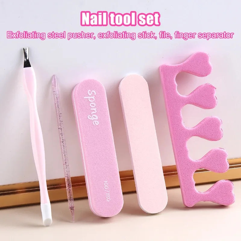 5-Piece Disposable Nail Care Set – Cuticle Pusher, File & Polisher Nail Care Set Nixie 5pcs-set
