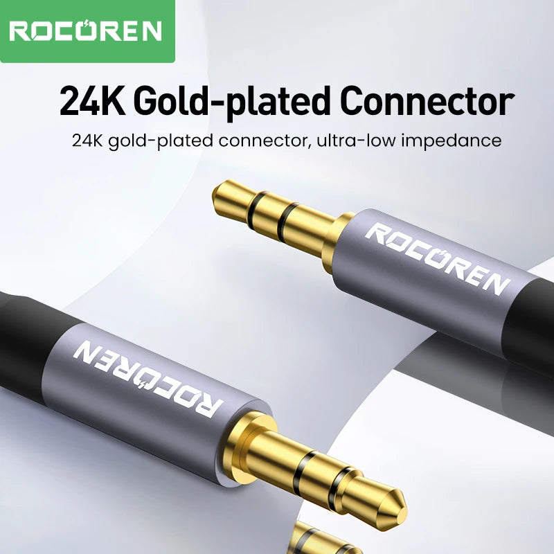 Rocoren 3.5mm Male to Male AUX Audio Cable 5M | Silver Black AUX Audio Cable Nixie