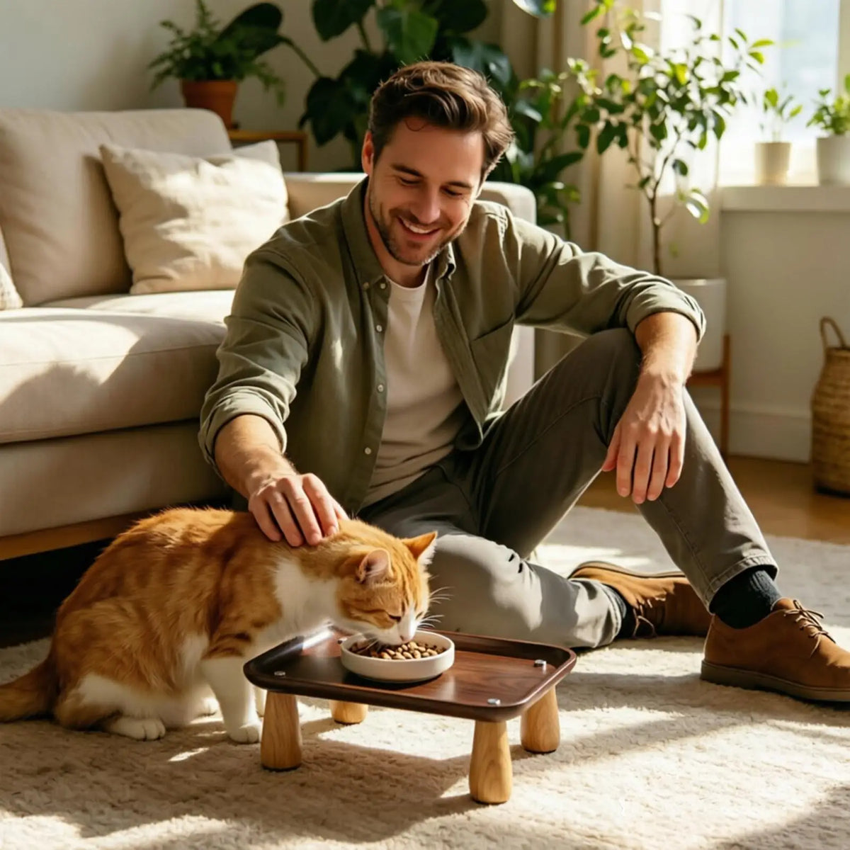 Elevated Cat Food Stand – Raised Anti-Spill Pet Feeder Table Pet Feeder Stand Nixie
