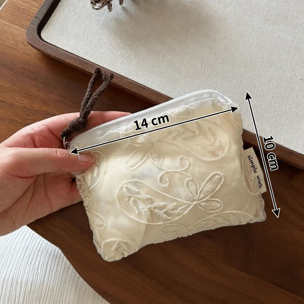 French Art Deco Lace Embroidered Mini Coin Purse & Pouch