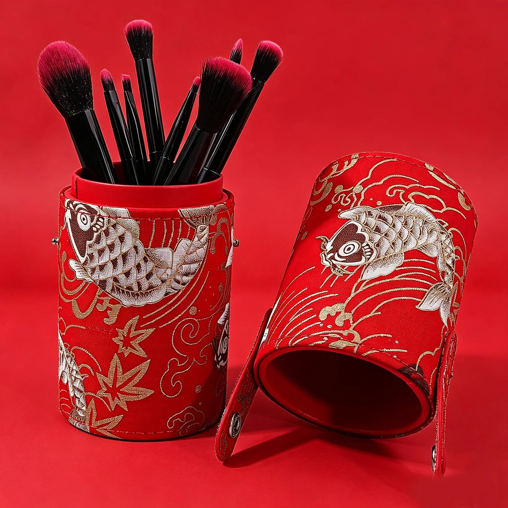 Koi Print Makeup Brush Holder – Portable Cylinder Organizer Makeup Brush Holder Nixie