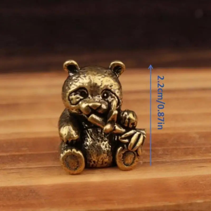Brass Panda Statue Tea Pet & Desktop Figurine | 1 or 2 Pcs Brass Figurine Statue Nixie