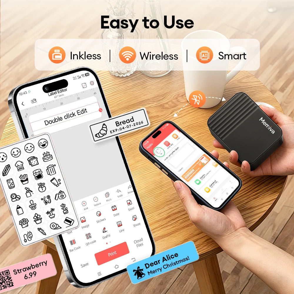 Memiva A1 Mini Bluetooth Thermal Label Printer – Inkless Portable
