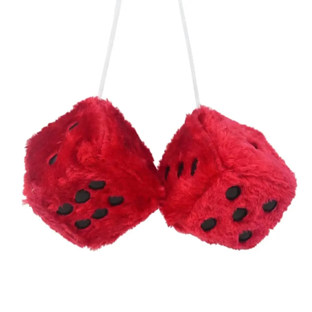 Fuzzy Plush Dice Car Hanging Ornament – Rearview Mirror Decor Car Hanging Ornament Nixie