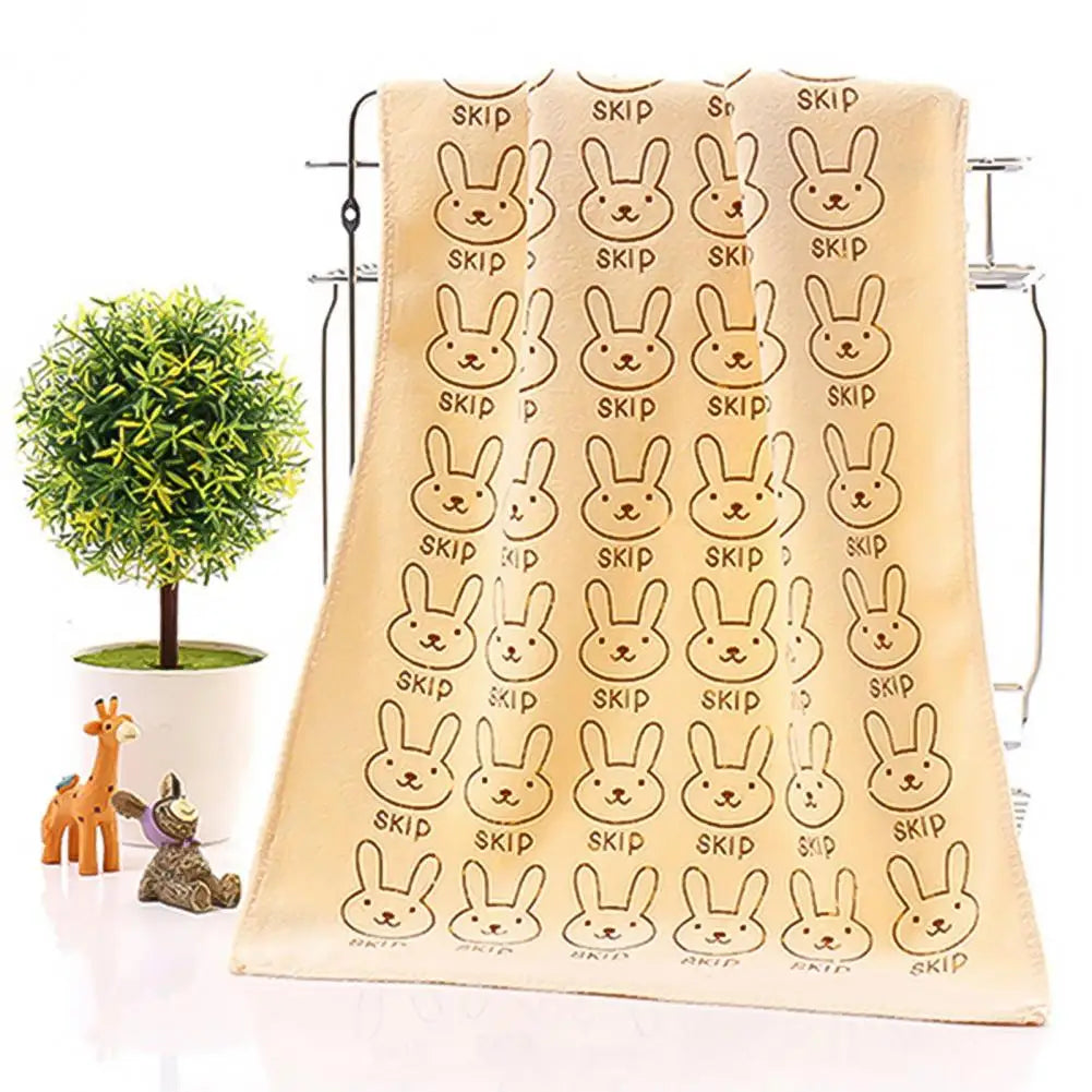 Rabbit Print Microfiber Baby Washcloth – Soft Absorbent Towel