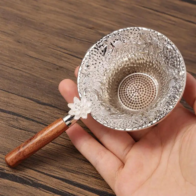 Wooden Handle Alloy Tea Strainer – Fine Mesh Loose Leaf Sieve Tea Strainer Nixie