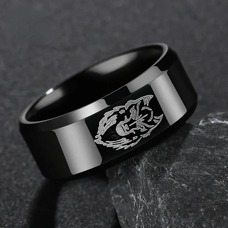 Punk Wolf Head Stainless Steel Ring – Unisex Fashion Band Fashion Ring Nixie
