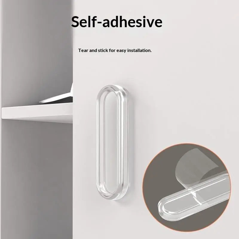 4Pcs Transparent Self-Adhesive PU Sliding Door & Drawer Handle
