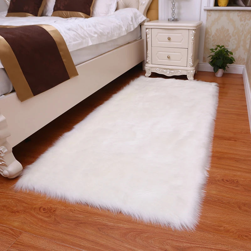 Soft Faux Sheepskin Plush Rug – Bedroom & Living Room Mat Plush Area Rug Nixie