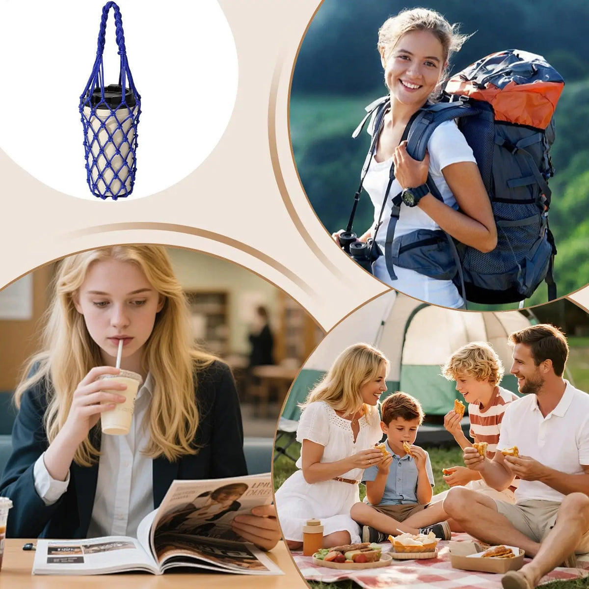 Crochet Mesh Water Bottle Bag Carrier Sleeve | Sports Travel Water Bottle Carrier Nixie