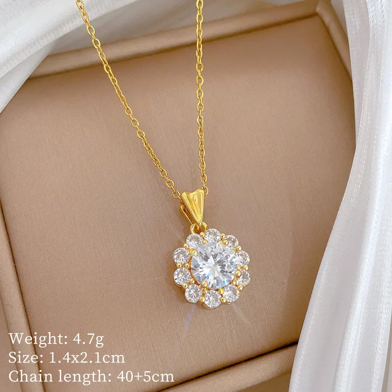 Women's Zircon Collarbone Chain Necklace – Gold & Silver Chain Necklace Nixie XL2606-051