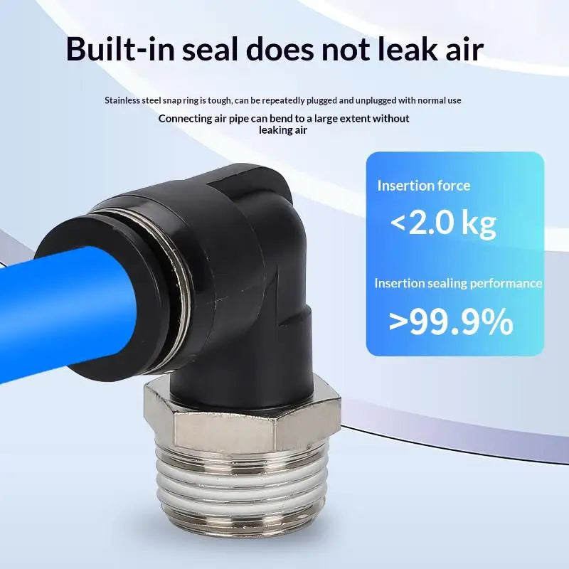 5Pcs 90° Push-Fit Pneumatic Elbow Fittings | PL Series Air Tube Pneumatic Elbow Fittings Nixie