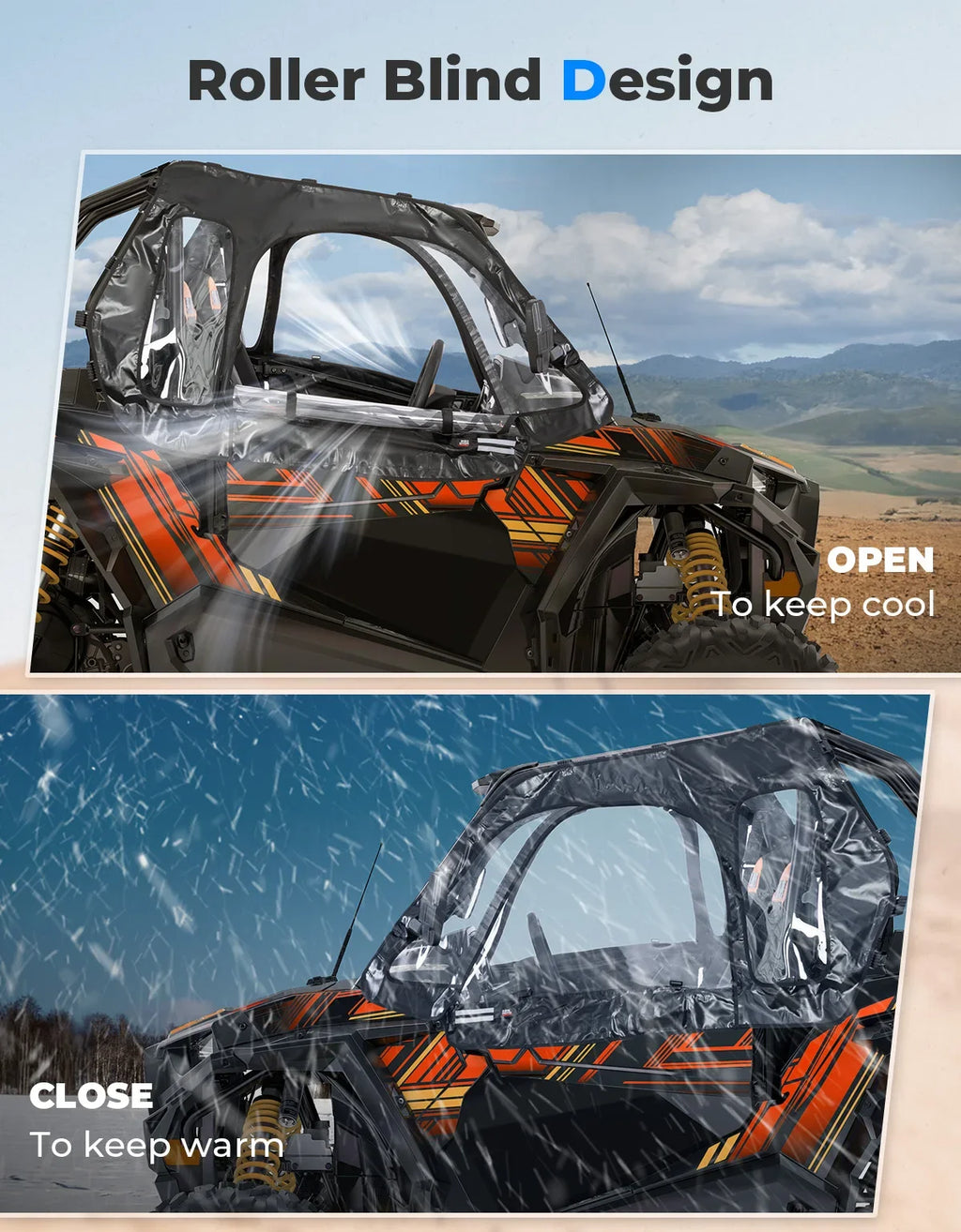 KEMIMOTO Soft Upper Doors for Polaris RZR XP 1000 & RZR 900 UTV Cab Enclosure Nixie
