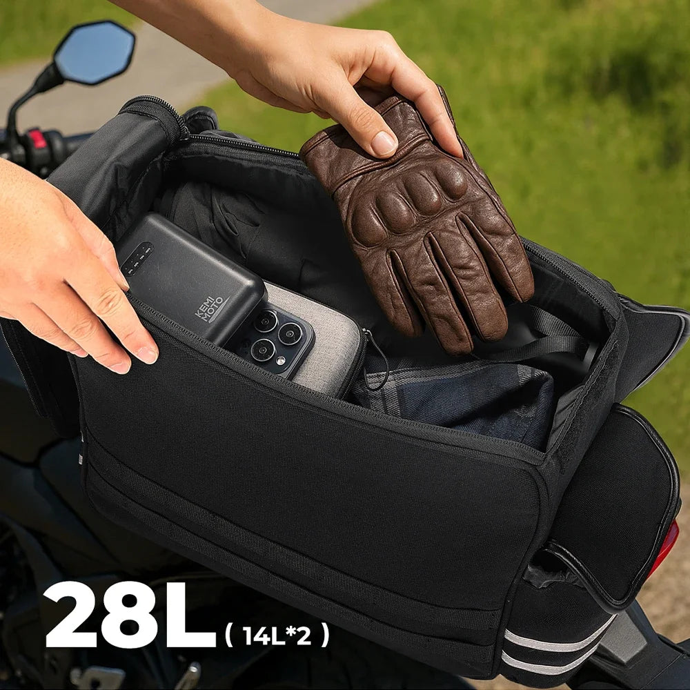 KEMITOUR 28L Throw-Over Motorcycle Saddle Bags – Universal Fit Motorcycle Saddlebags Nixie