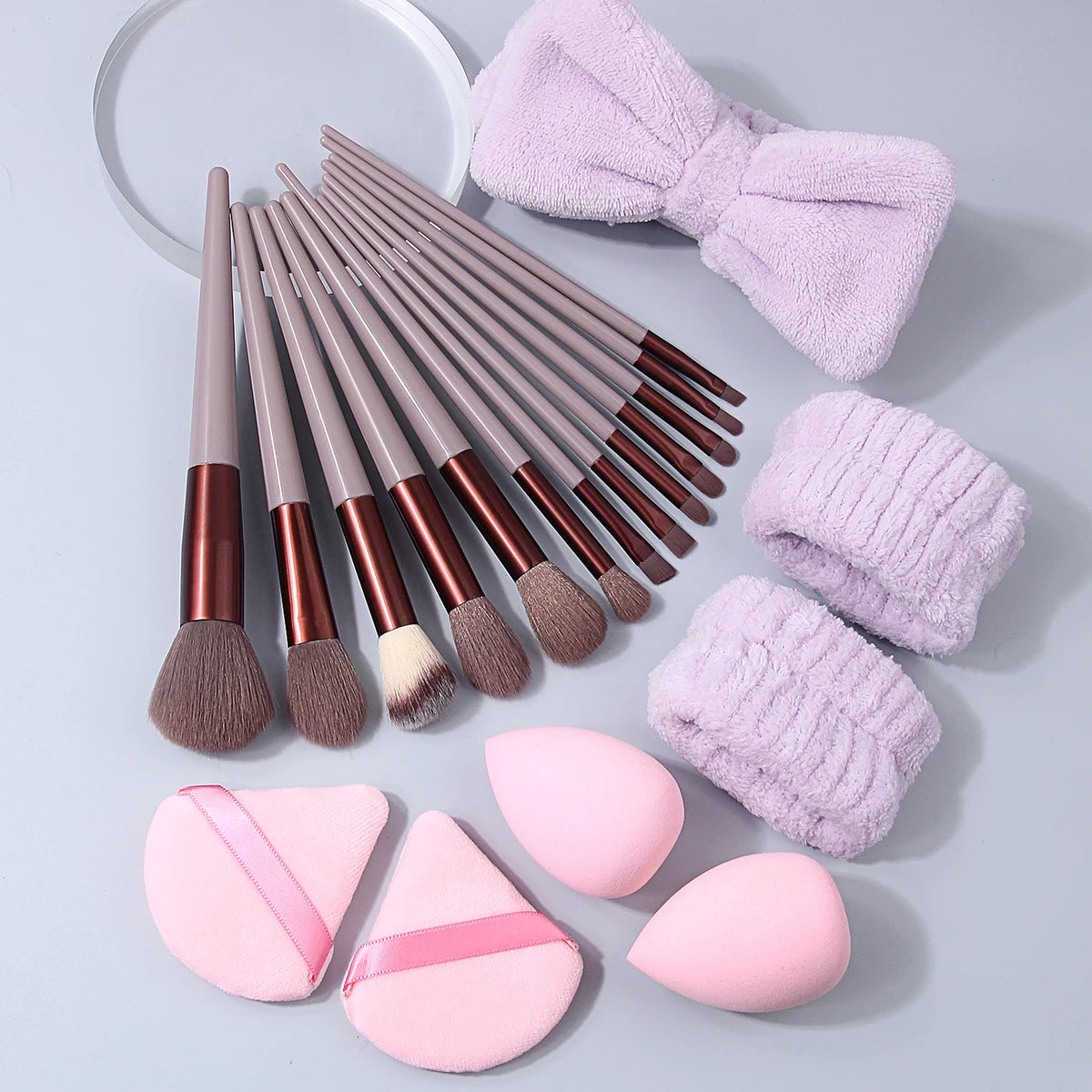 20Pc Makeup Brush Set – Sponges, Puffs, Hair Band Included Makeup Brush Set Nixie Default Title