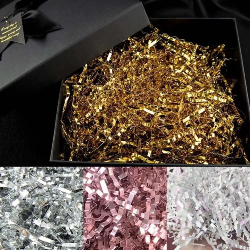 100g Shredded Foil Crinkle Paper – Gift Box Filler & Crafts