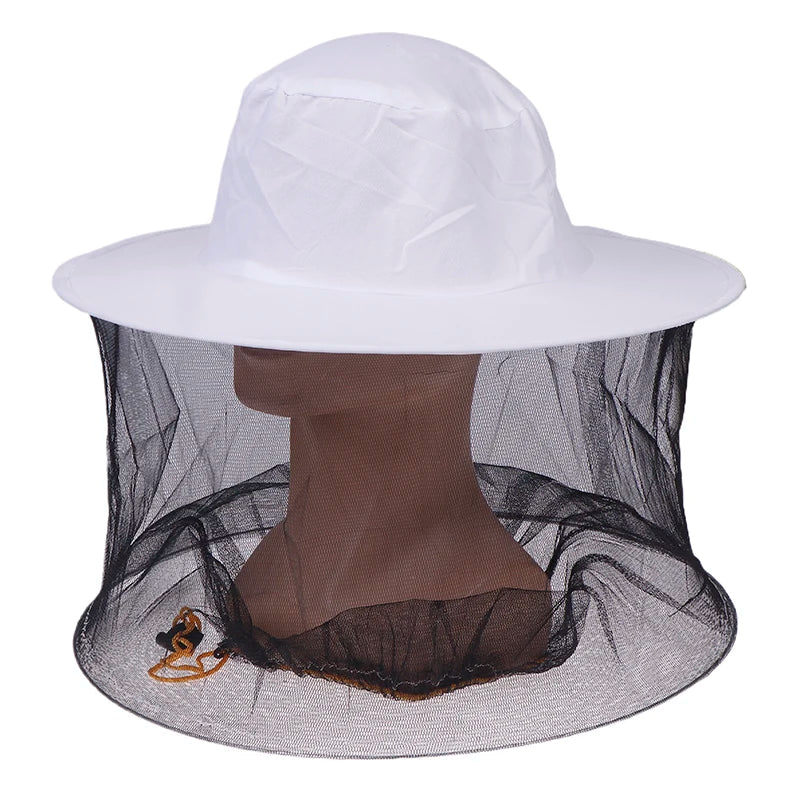 Beekeeper Hat with Anti-Bee Veil & Mesh Mask | White