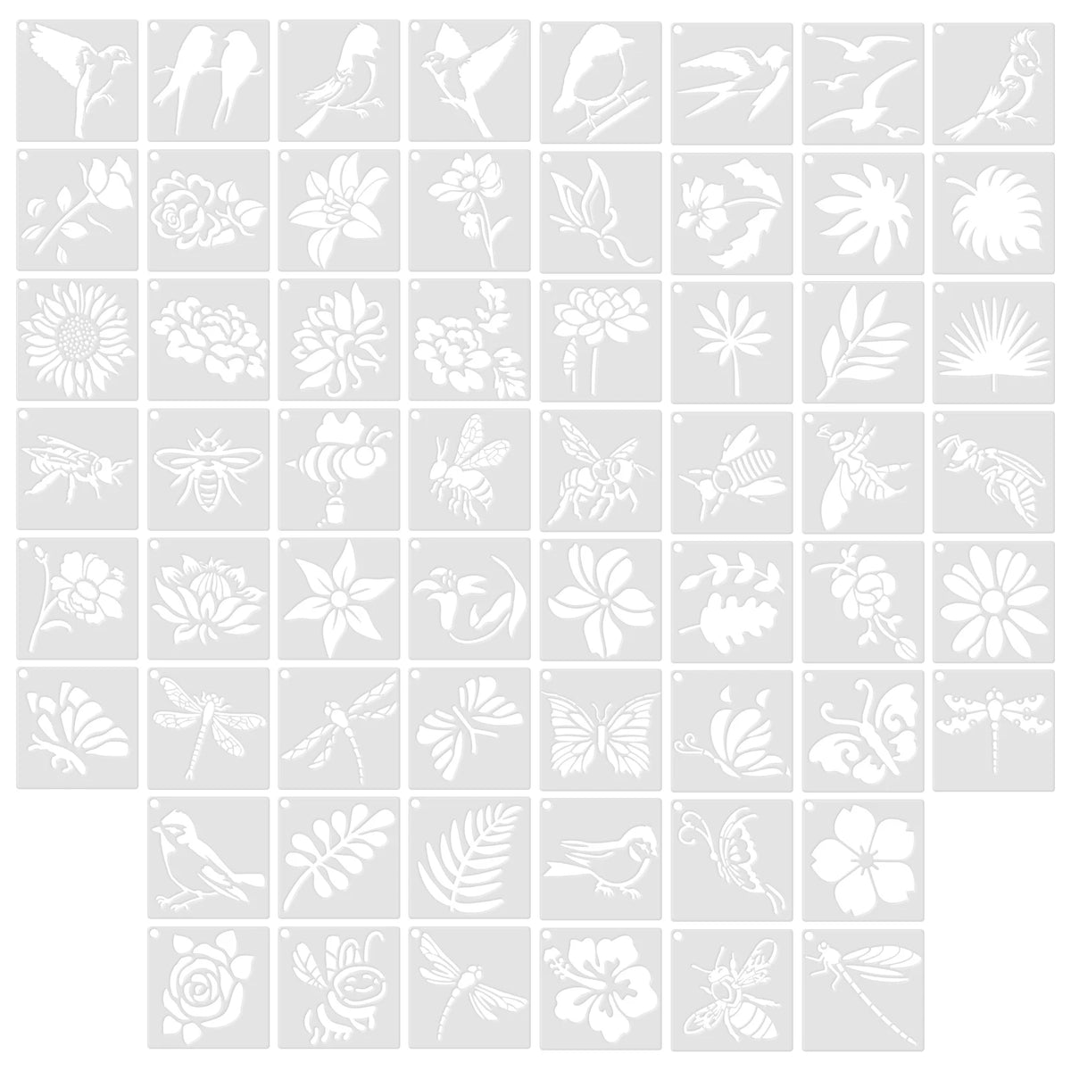 60 Pcs Reusable Painting Stencils – Floral & Bird DIY Templates Painting Stencils Set Nixie 1 set