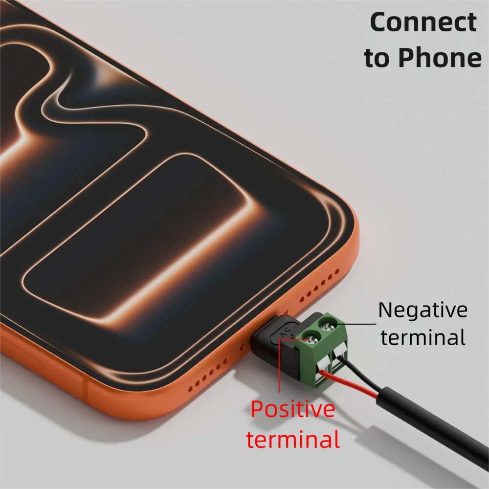 Solderless USB-C to 2-Pin Terminal Block Adapter 5V Screw Type Terminal Block Adapter Nixie
