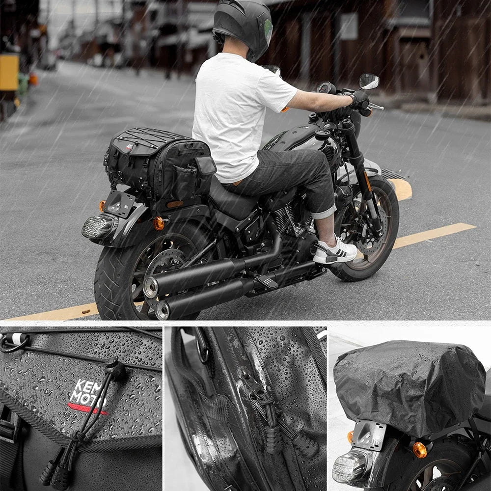 KEMITOUR Expandable Motorcycle Tail Bag – Waterproof PVC Pannier Motorcycle Tail Bag Nixie