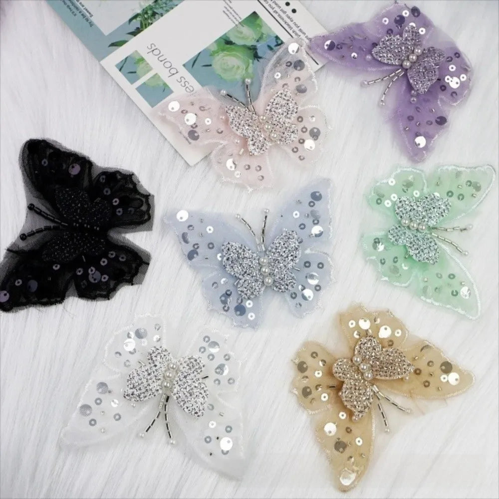 Sequin Butterfly Applique Gold DIY Clothes Embellishment Patch
