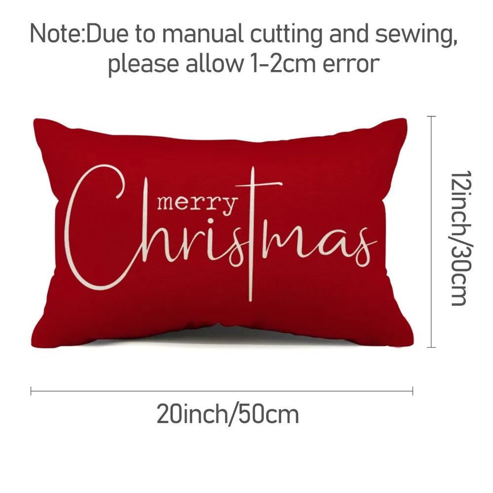 Christmas Throw Pillow Cover 12x20" Rectangular Holiday Décor