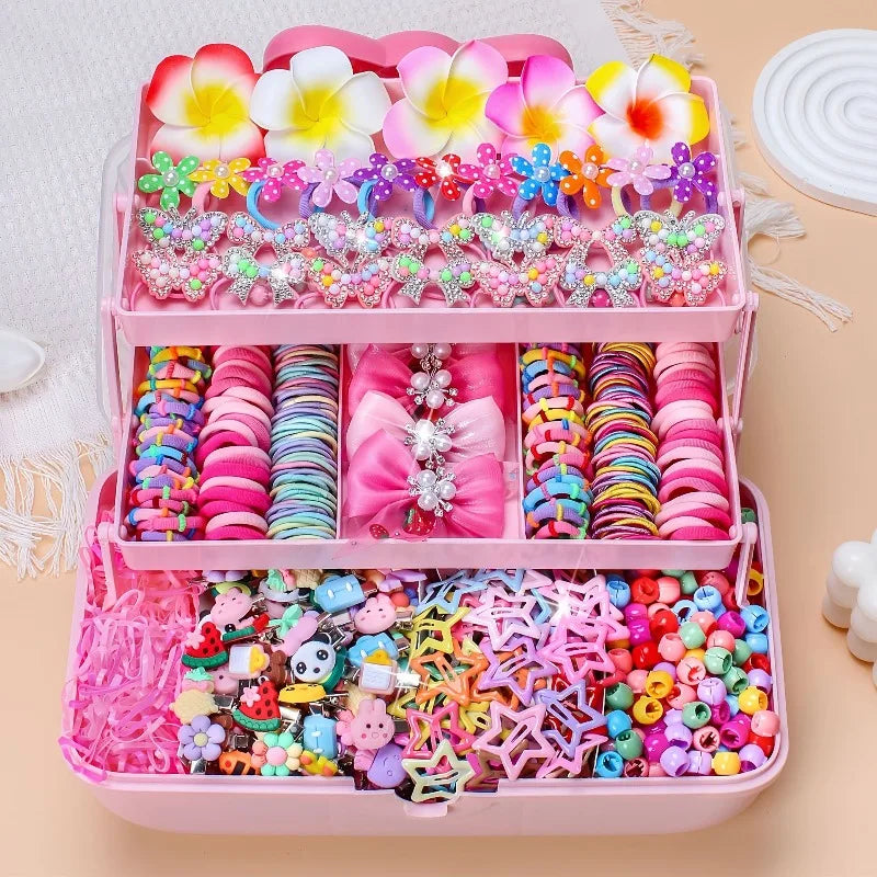 546-Pc Girls Hair Accessories Set – Bow Clips & Elastic Bands Girls Hair Accessories Nixie