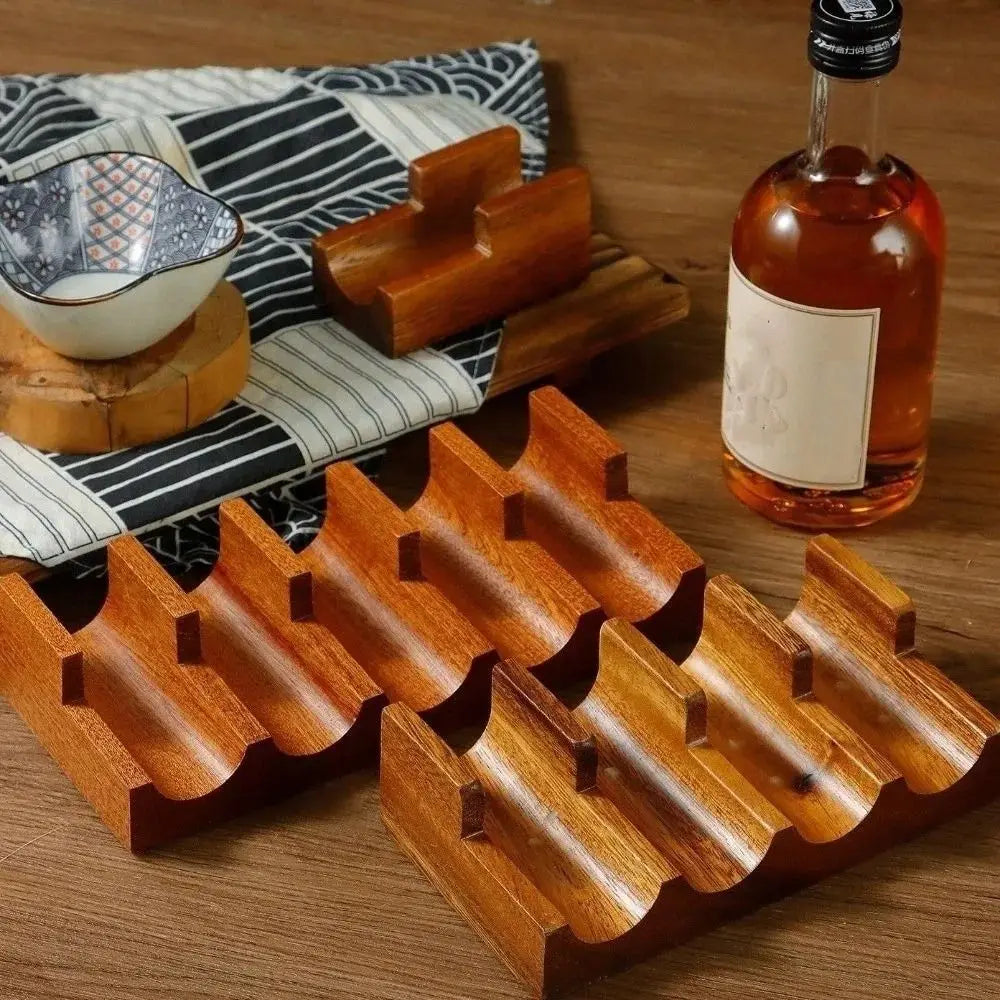 Sapele Wood U-Shaped Sushi Rack – Japanese Style Stand Sushi Serving Rack Nixie