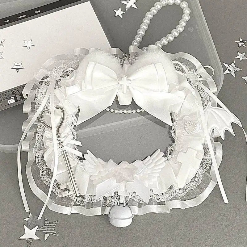 Lace Bow Heart Photocard Holder – Satin Ribbon Ita Bag Pendant Photocard Holder Pendant Nixie A7