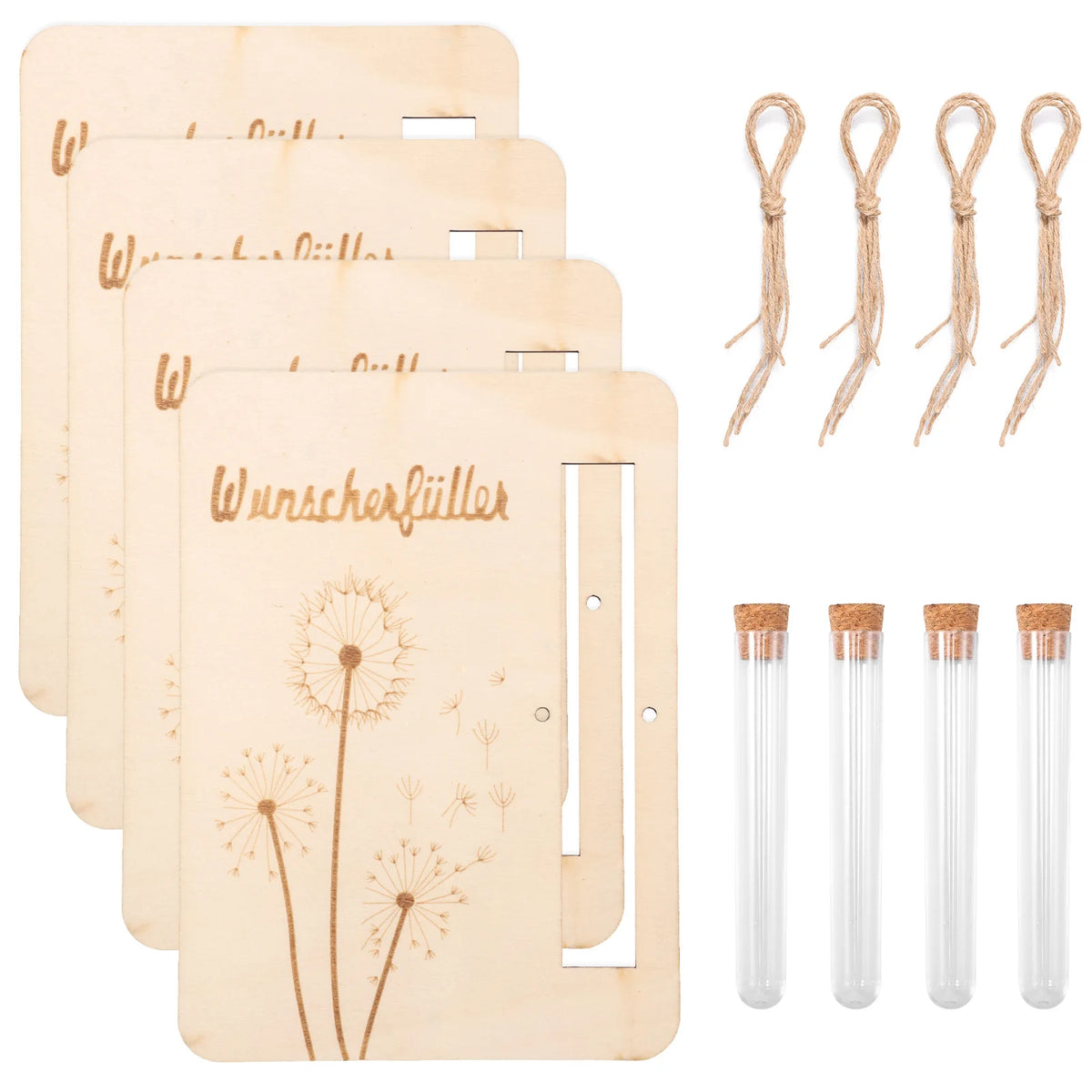 4Pcs Wooden Money Holder Cards with Test Tubes – Gift Set Gift Card Holder Nixie Wood color 4 C