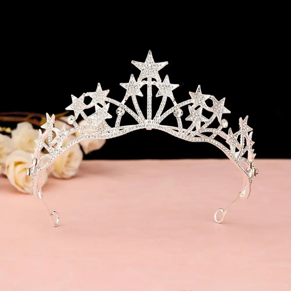 Baroque Crystal Rhinestone Crown Tiara – Gold & Silver Bridal Rhinestone Crown Tiara Nixie