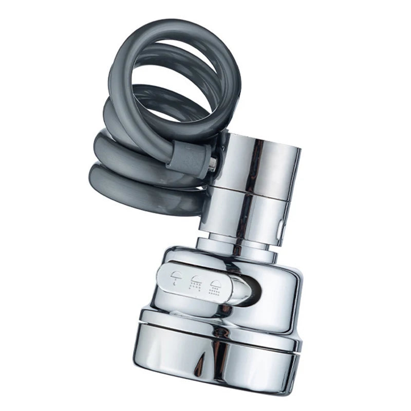3-Mode Pull-Out Faucet Extender & Sink Sprayer Attachment Faucet Sprayer Extender Nixie Silver