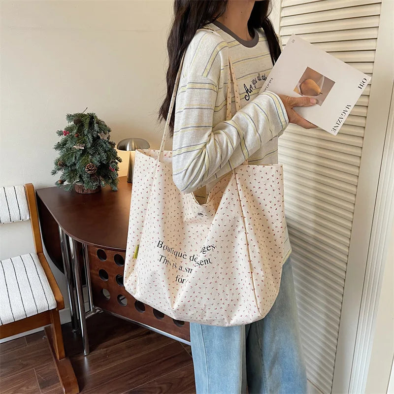 Floral Canvas Tote Bag – Large Women's Commuter Handbag Canvas Tote Bag Nixie